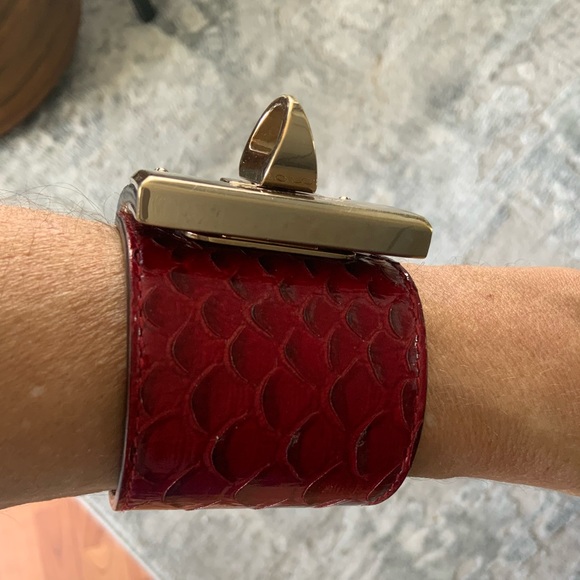 SERGIO ROSSI, Authentic red python cuff. - Picture 3 of 5
